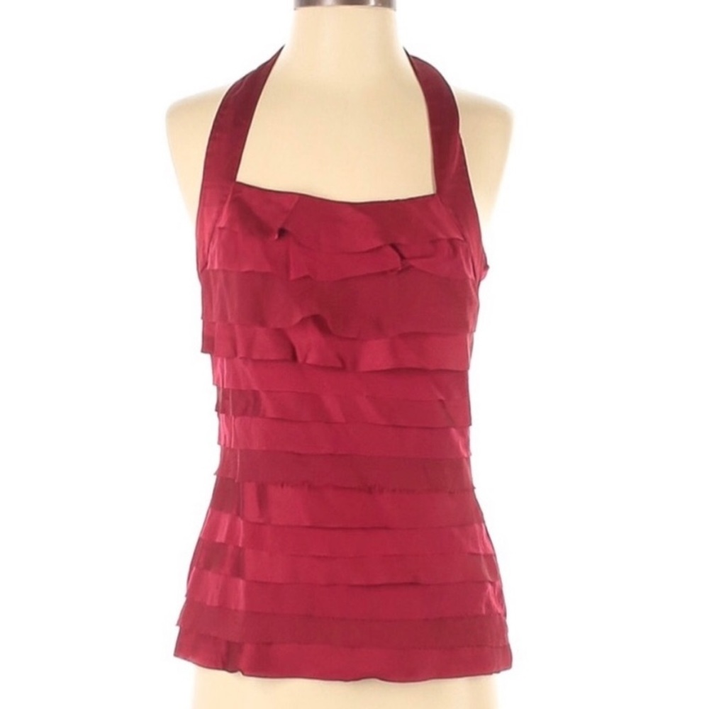 White House Black Market WHBM Top Halter Sleeveless Ruffled Layered Tank XS